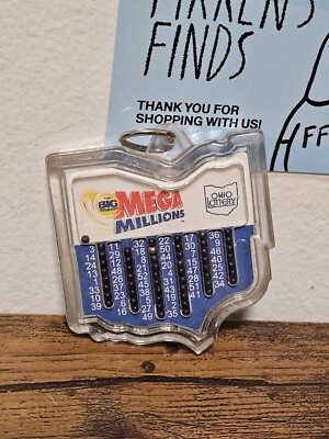 VTG Ohio State Lottery Mega Millions Acrylic Lucky Keychain Number Picker Ball 