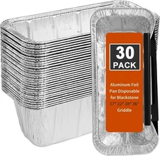 30pcs Foil Drip Pan Grease Catcher Tray Liners for Blackstone 17-36" Griddle