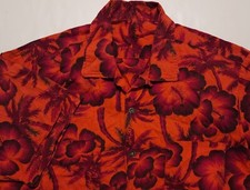 Vintage 1960s Sears Premiere Collection Floral Palm Trees Hawaiian Large Shirt