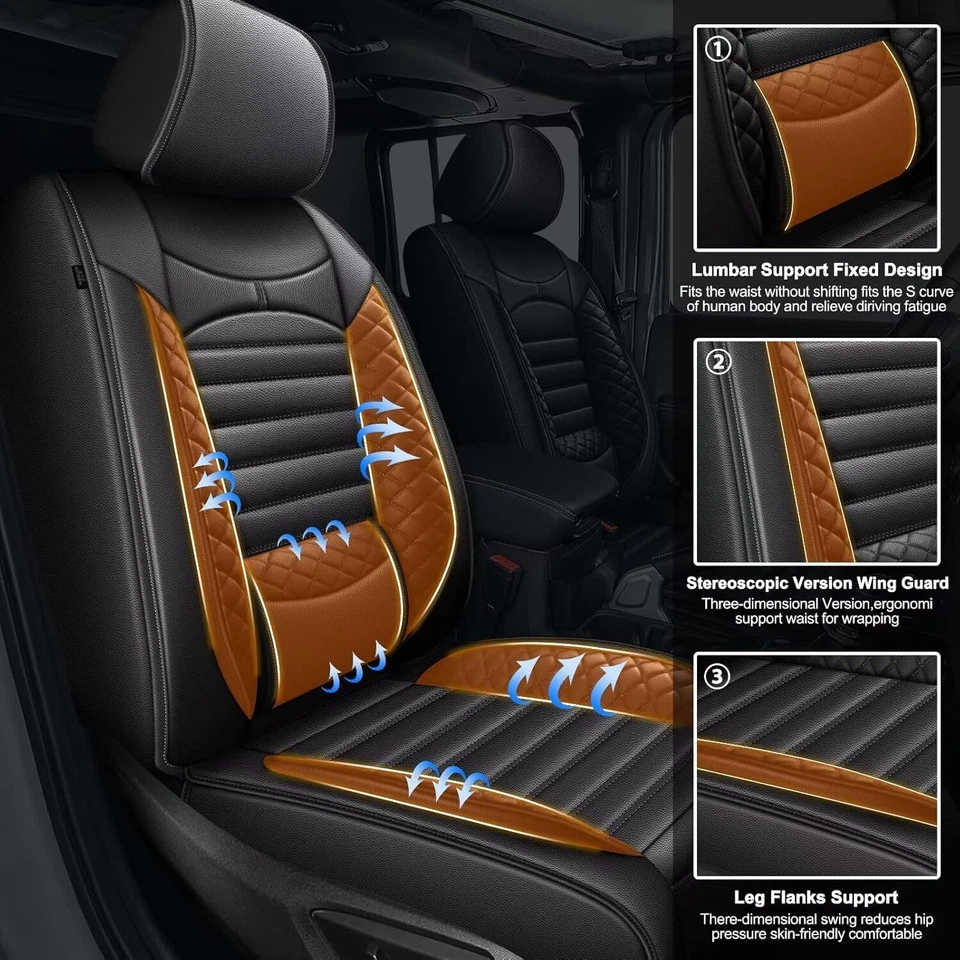Custom Fit For Jeep Gladiator 2020-2024 2025 PU Leather Truck Car 5-Seat Covers - Image 4 of 4
