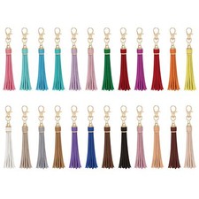 24 PCS Faux Leather Tassels Mixed Color Keychain Tassels Craft Accessories