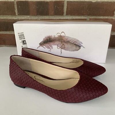 Jessica Simpson Zeplin wine leather slip on flats Women's US M