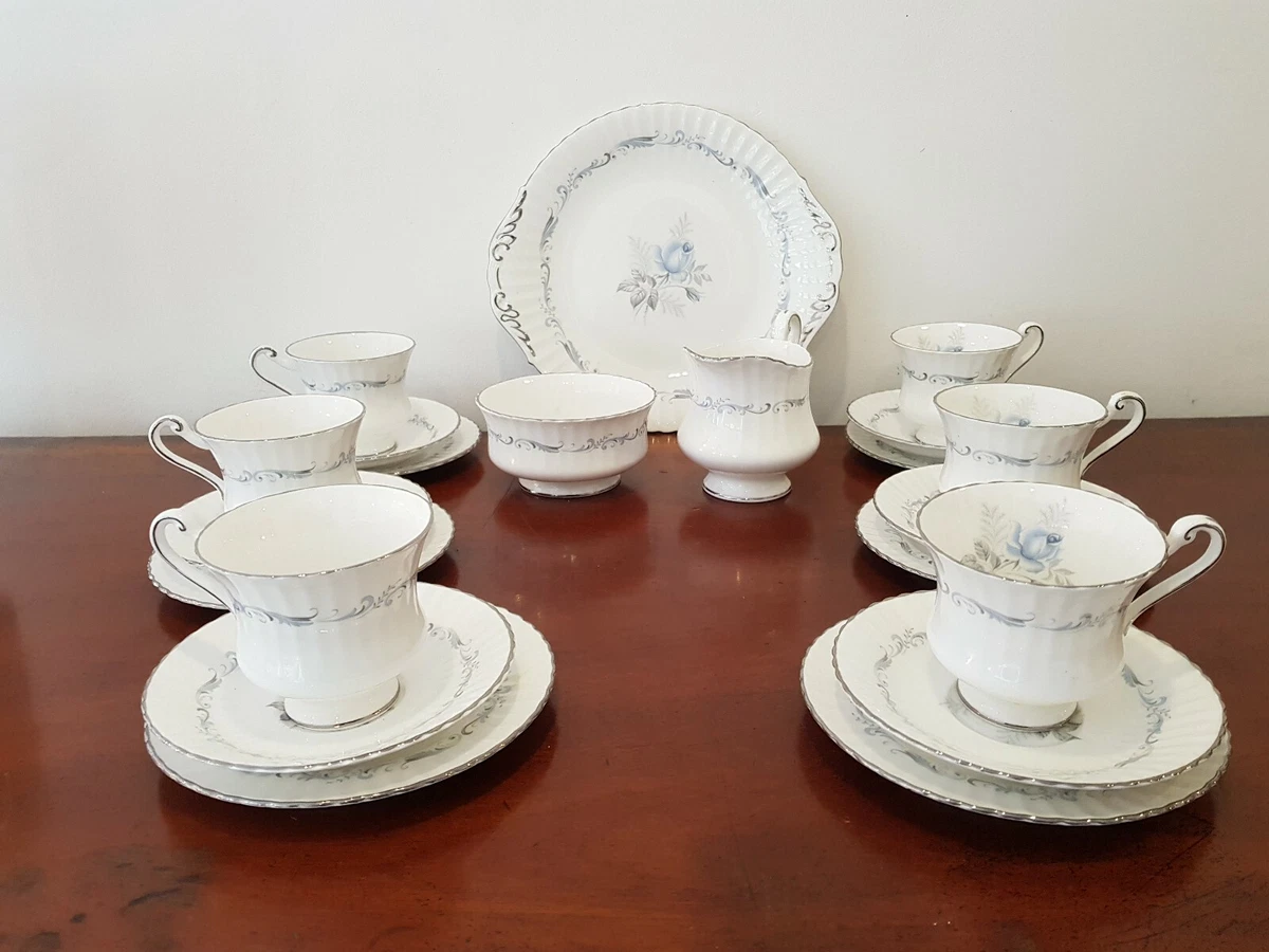 A Pretty 21 Piece Boxed Set Vintage Paragon China Morning Rose Tea Set Cups etc