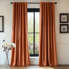 Rust Red Velvet Curtains 84" Thermal Insulated Room Darkening Drapes 2 Panels