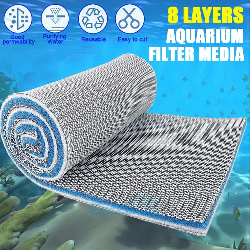 Almohadilla de medios de filtro de acuario de 8 capas cortada para adaptarse al filtro de bote de pecera de 19,3" Foto 3 de 4