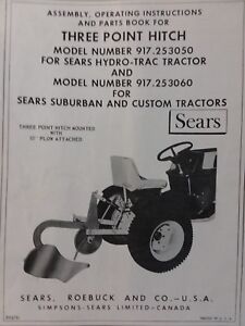 Sears Custom Suburban Lawn Garden Tractor Three-Point Hitch Owner