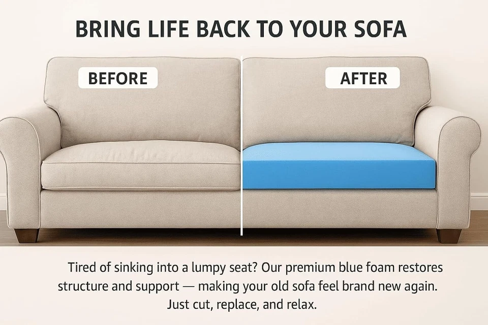 HIGH-DENSITY UPHOLSTERY FOAM SHEET- CUT TO ANY SIZE- FOR CUSHIONS, SOFAS, & BEDS - Image 3 of 4