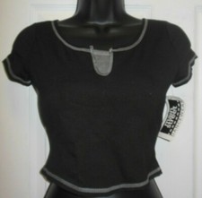 Split front Dance top Heather Gray Black Medium ch Cotton Spandex Sportstop