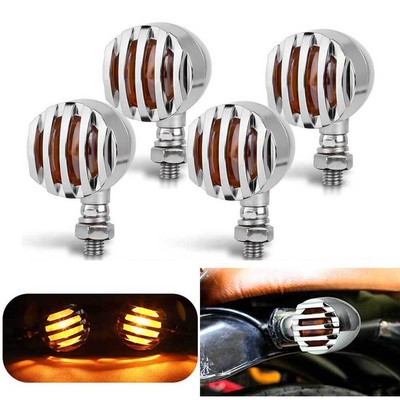 4X Motorcycle Grill Bullet Turn Signals For Harley Cafe Racer Bobber Chopper