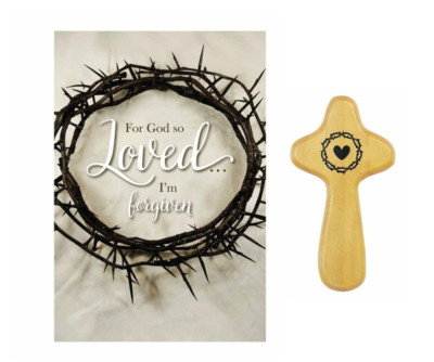 ''For God So Loved...I'm Forgiven'' Devotional & Crown of Thorns Prayer Cross Lent