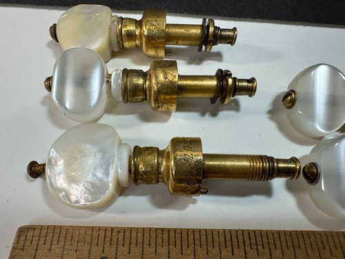 Vintage Planet Banjo Tuning Pegs Set of 5 Gold Brass Patent Pending Pearl Keys - Picture 2 of 9