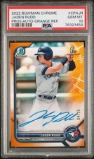 2022 Bowman Chrome 1st Prospect True Orange #CPAJR Jaden Rudd Auto /25 PSA 10