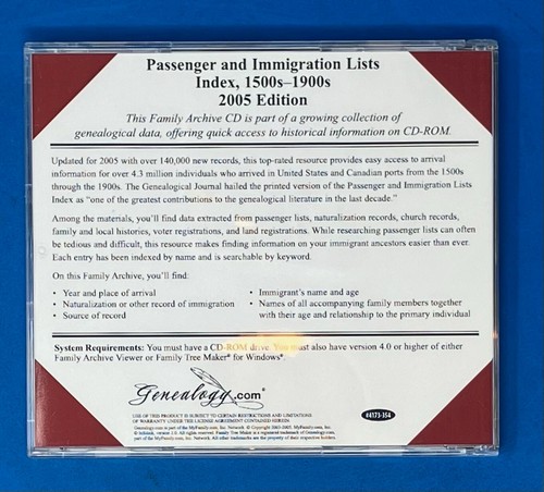 Lot of 22 Family Tree Maker CDs #255 - 591 + Passenger & Immigration Lists Index - Picture 7 of 14