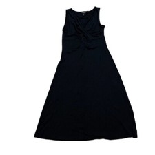 Talbots Womens Black V-Neck Tank Dress Midi Length Size XS