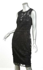 DOLCE&GABBANA Womens Black Floral Lace Stretch Sleeveless Dress 8-44 NEW