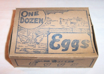 Original Vintage Egg Box / Carton Cardboard  One Dozen Eggs  Farm Chickens