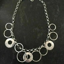 Silpada Retired Sterling Silver Hammered Circle Ring Necklace 17" N1325