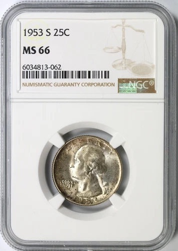 1953-S Washington Silver Quarter 25c NGC MS66