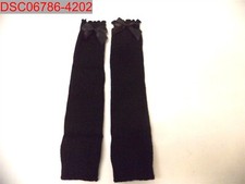 What A Concept Women's Black Rib Knit Satin Bow Leg Warmers, One Size 1592472