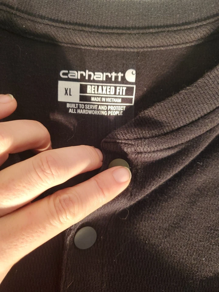 Lote De 2 Camisas Térmicas Carhartt Henley Calce Relajado XL Colores Negro Y Rojo Foto 3 de 4