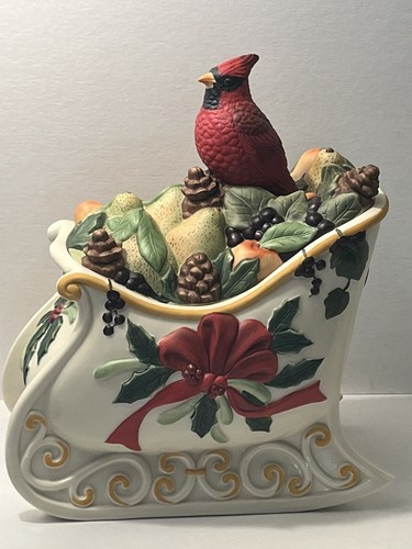 Tarro de galletas en trineo LENOX Winter Greetings Everyday Cardinal #6148076