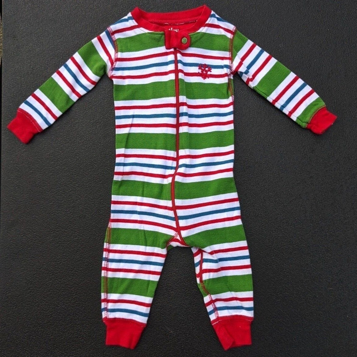 Hatley Christmas Pajamas Babys Red Green White Striped One Piece