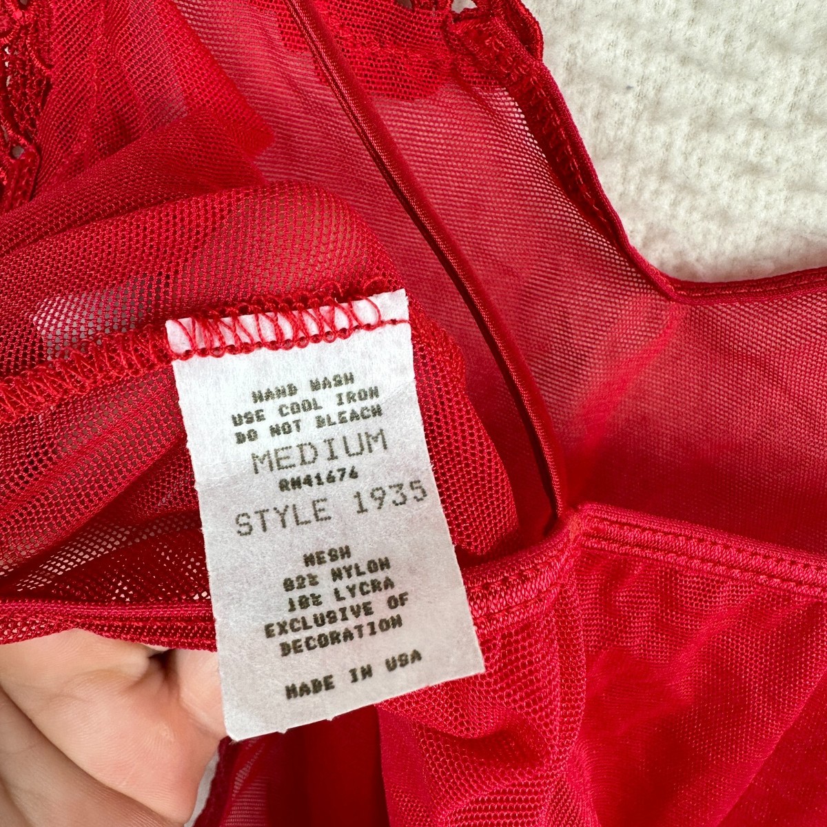 Risque Bridal Boudoir Vtg Thong Bodysuit Sheer Sexy Boudoir Red