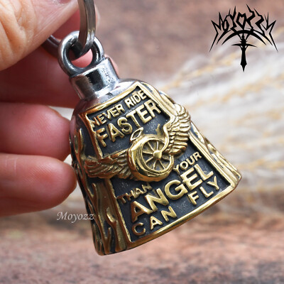 #ad Never Ride Faster Than Your Angel Can Fly Motorcycle Biker Bell With Bell Hanger $13.29