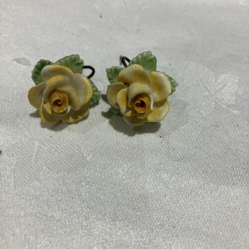 Vintage Coalbrook England China gelbe Rose Clip On - Bild 2 von 7