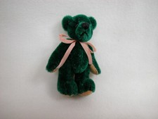 World Of Miniature Bears Dollhouse Miniature 2" Bear 206 Green w/writing