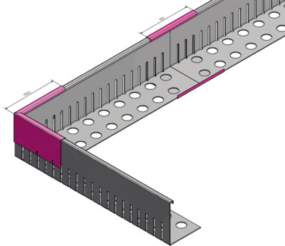 Sparset Kiesfangleiste Al99,5 1,5 mm gelocht Balkon, Flachdach inkl. Verbinder