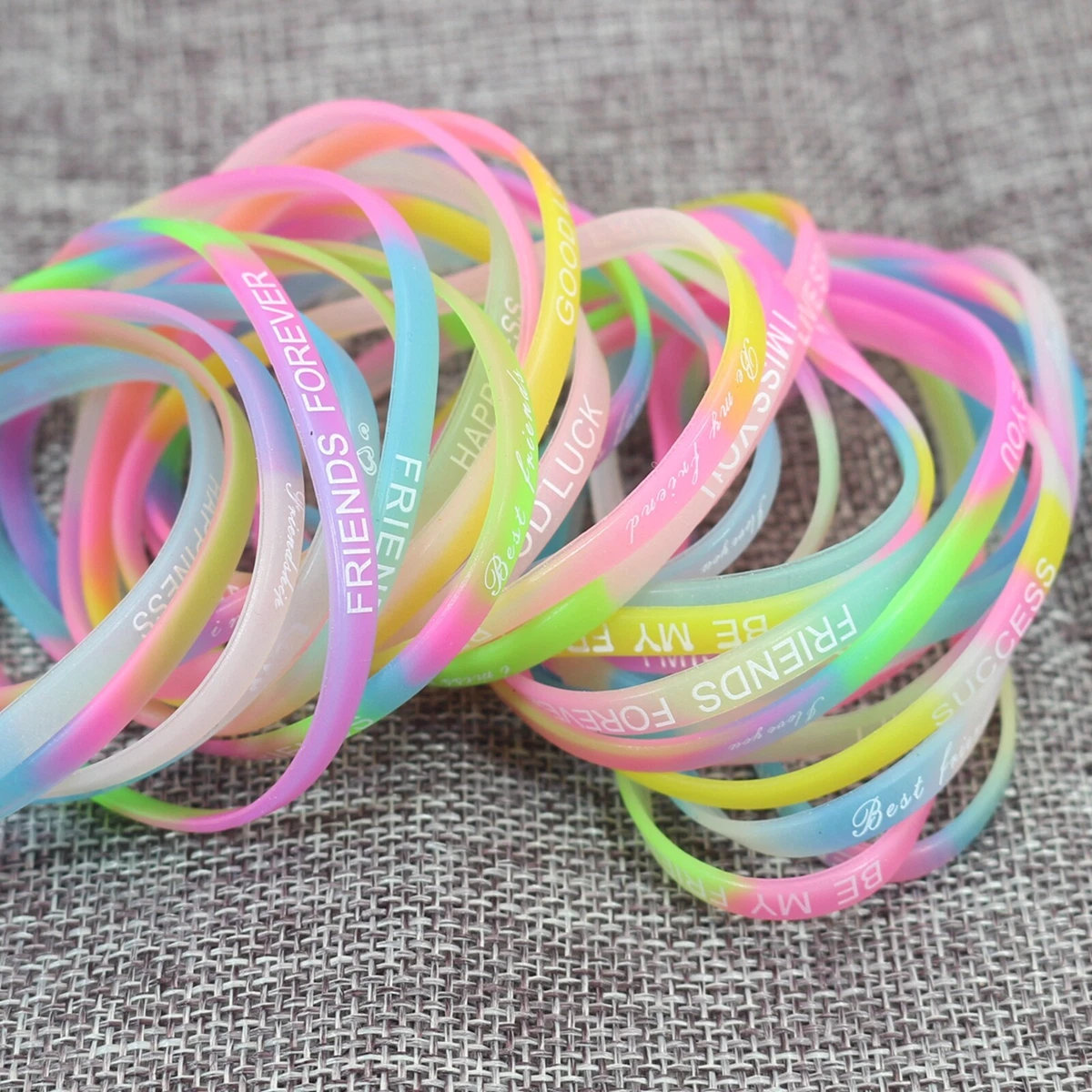 20 Silicone Rubber Elastic 5mm Wristband Bracelet Cuff Bangle Sports Wrist  Bands