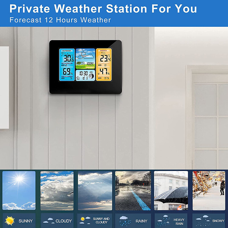 LCD Wireless Weather Station Clock Indoor Outdoor Digital Thermometer Hygrometer