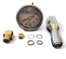 GM TBI Fuel Pressure Gauge Adapter and 0-30psi Liquid-Filled Gauge.