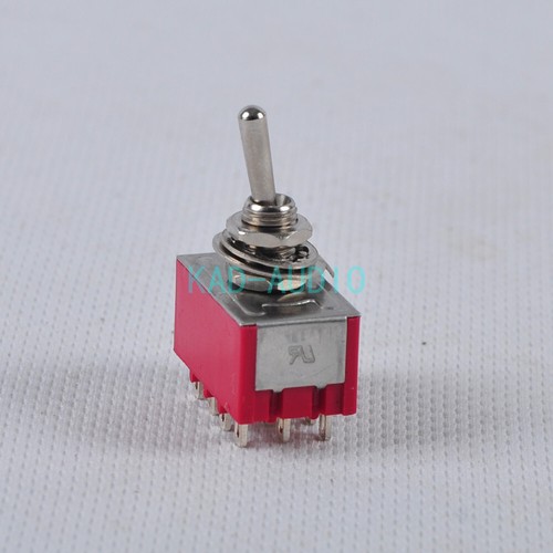 2pcs 12pin ON-ON 4PDT Terminal Red Toggle Switch Tube Amp for 2A 250VAC 6A - 第 1/6 張圖片