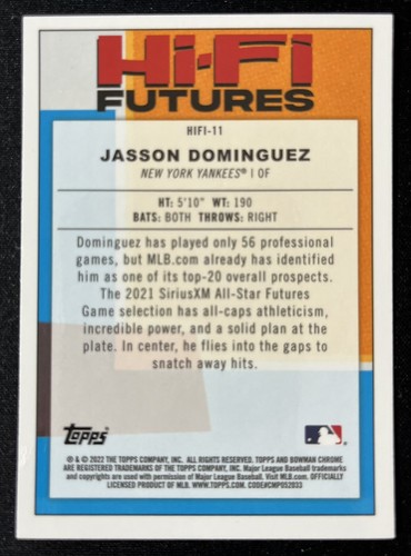 2022 Bowman Chrome Jasson Dominguez Hi-Fi MOJO #HIFI-11 New York Yankees - Picture 2 of 2