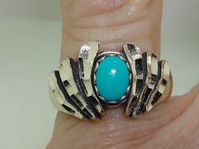 BEAUTIFUL UNIQUE WHEELER MFG. CO. STERLING SILVER TURQUOISE RING SZ 6