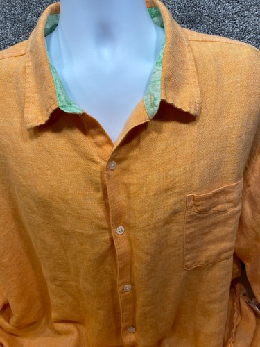 Margaritaville Shirt Mens 2XL Peach Linen Blend Lemon Key Island Reserve Beach - Picture 2 of 15