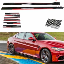 86.6"/2.2M Red Line Side Skirt Rocker Splitter Lip For Alfa Romeo Giulia 2015-22