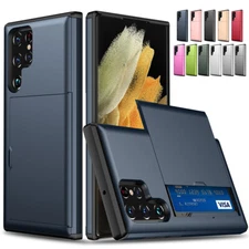 For Samsung Galaxy S22/S24 FE/S25 Ultra Shockproof Rubber Card Holder Case Cover