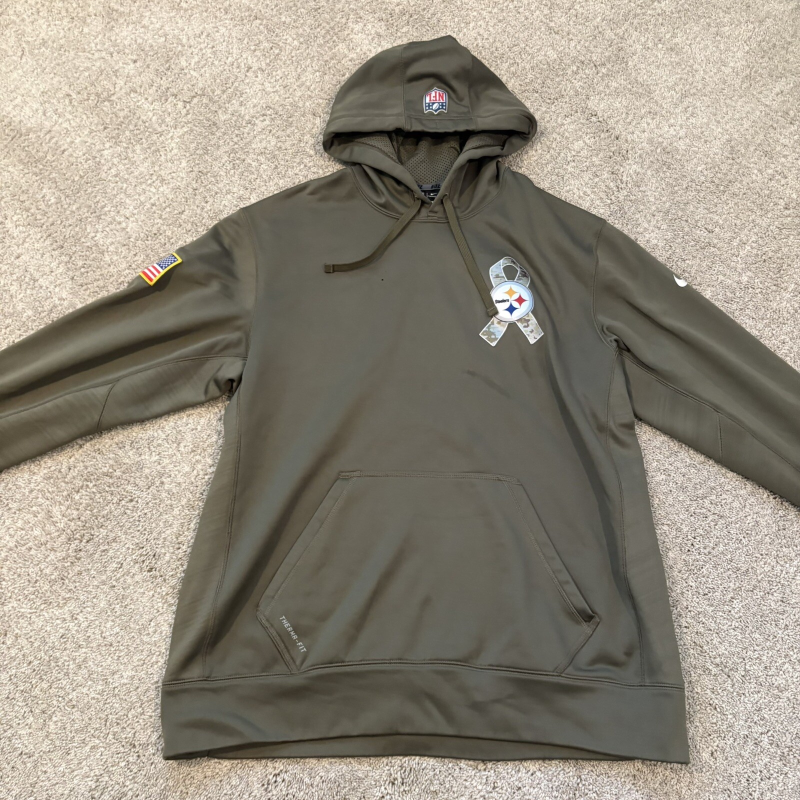 2013 Nike Therma-Fit Steelers Salute to Service Hoodie NFL Military Men's Large