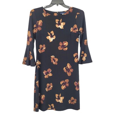 Tommy Hilfiger Printed Bell Sleeve Dress Hot Black White Animal