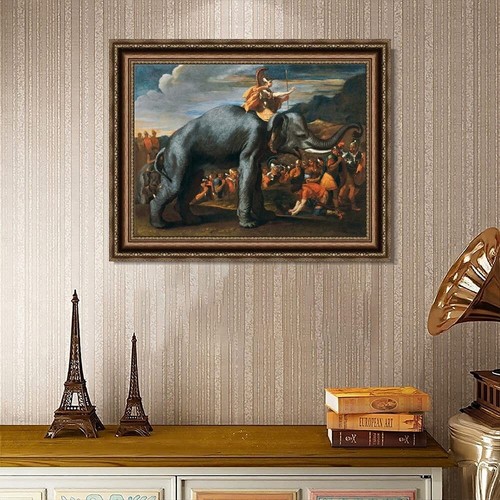 "Arte enmarcado Aníbal cruzando los Alpes en elefante espalda de Nicolas Poussin 20""x24" - Imagen 2 de 5