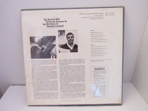 Tommy Leonetti "Sings the Winners" LP (1965) RCA LPM-3404 - NEW SEALED - Imagen 2 de 2