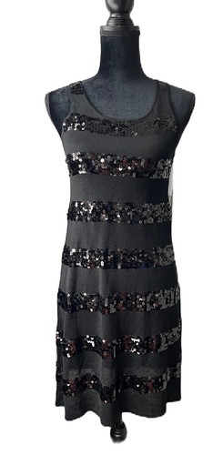 A.B.S. Essentials Vintage Sequined Black Small Knit Sweater Dress Size S $368