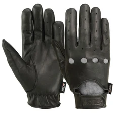Driving Gloves Basic Bikers MRX Motorcycle Glove Finger Leather Black Mens New 