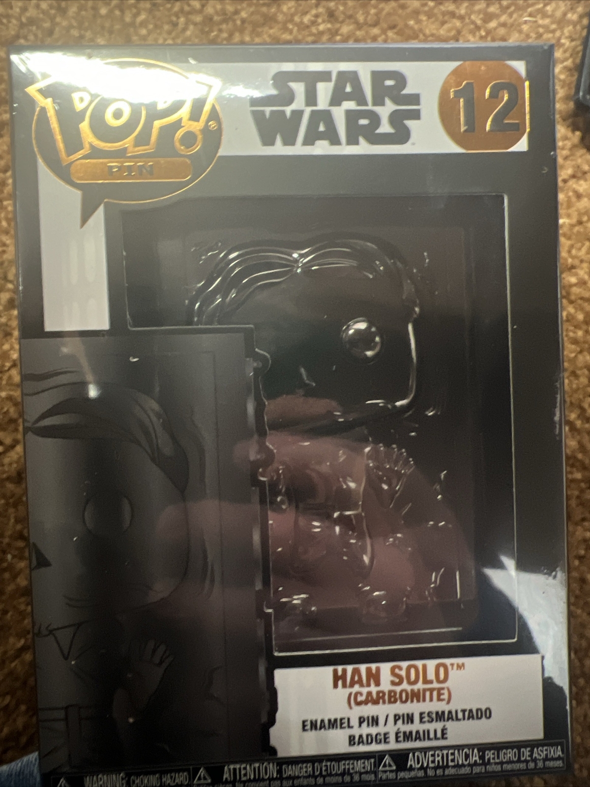 STAR WARS FUNKO POP PIN 12 HAN SOLO CARBONITE ENAMEL COLLECTIBLE SEALED NIB