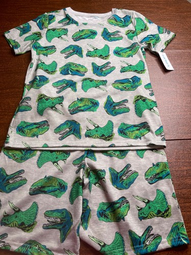Nwt 6 8 10 12 14 dinosaurs t-rex pajamas boys carters matching spring summer - Picture 9 of 11