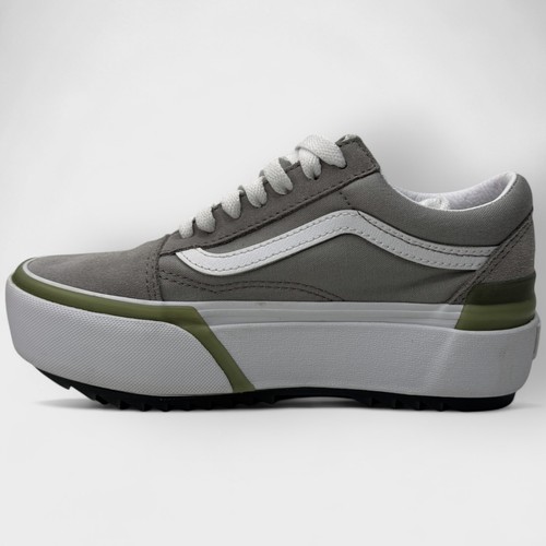 NEW Vans Old Skool Stacked Platform Shoes Women’s 5.5 Drizzle/White No Box - Picture 3 of 13