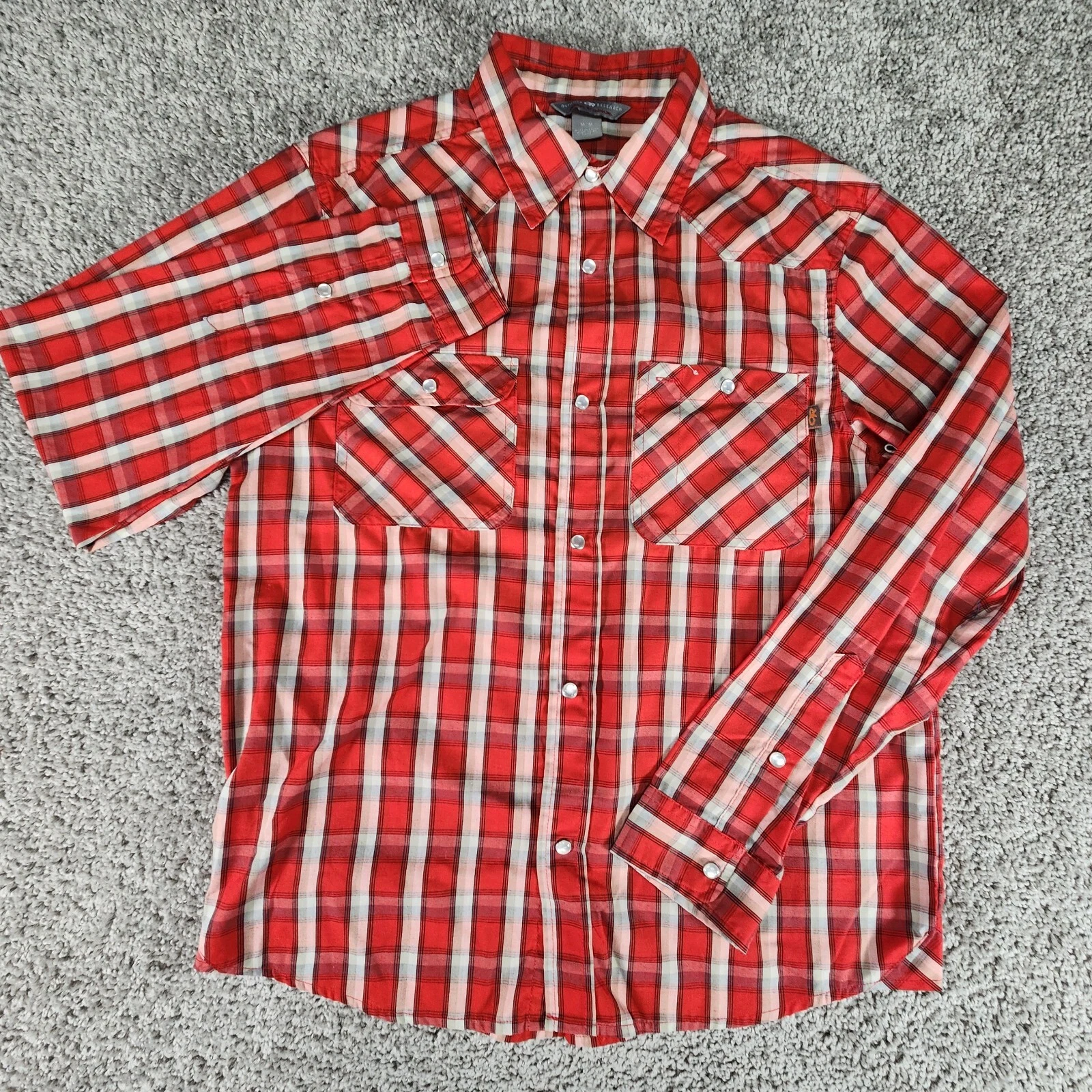 outdoor-research plaid pearl snap long sleeve western rodeo shirt